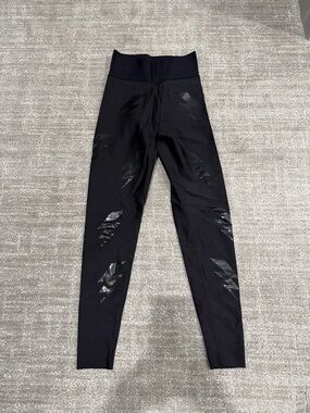 Ultracor black lightening bolt patent leggings size xs